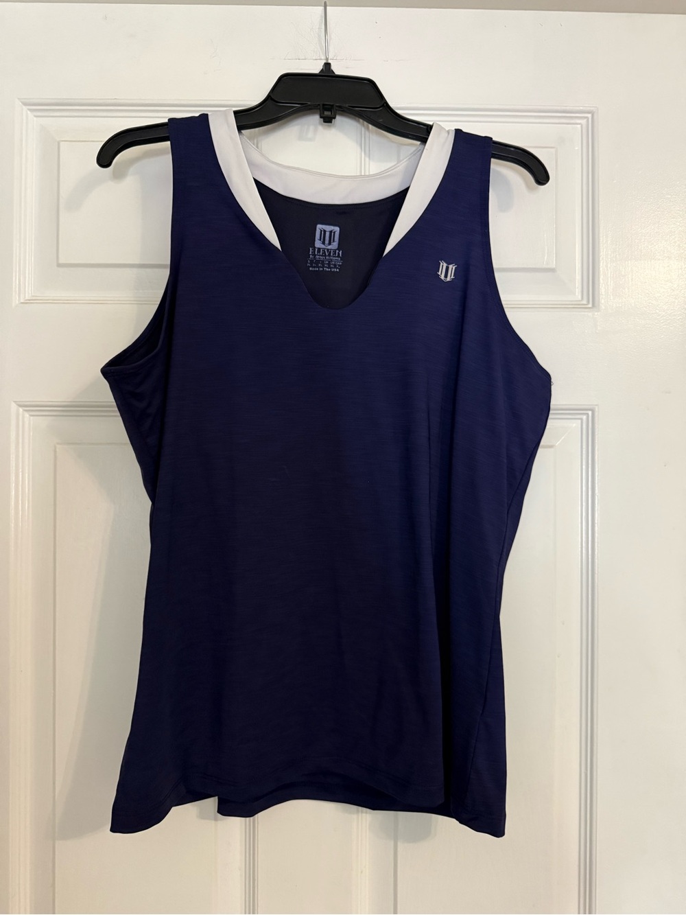 Eleven Navy and White V-Neck Athletic Tank